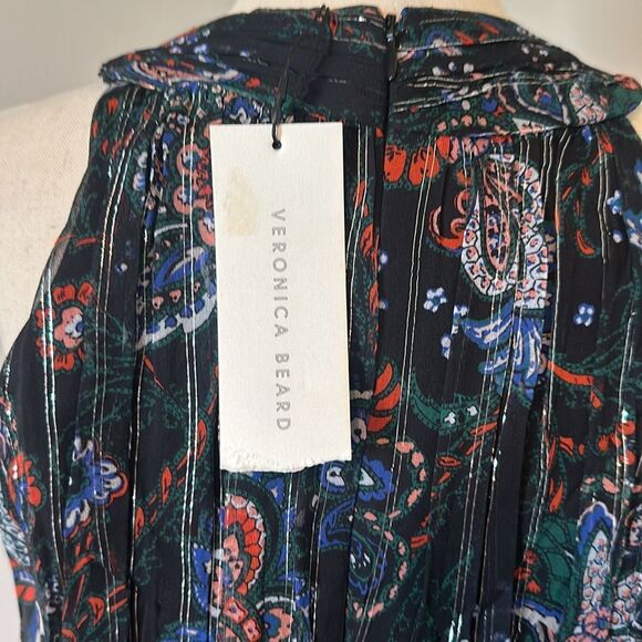 NWT Veronica Beard sz 6 Kailani metallic floral top silk paisley - Picture 7 of 9